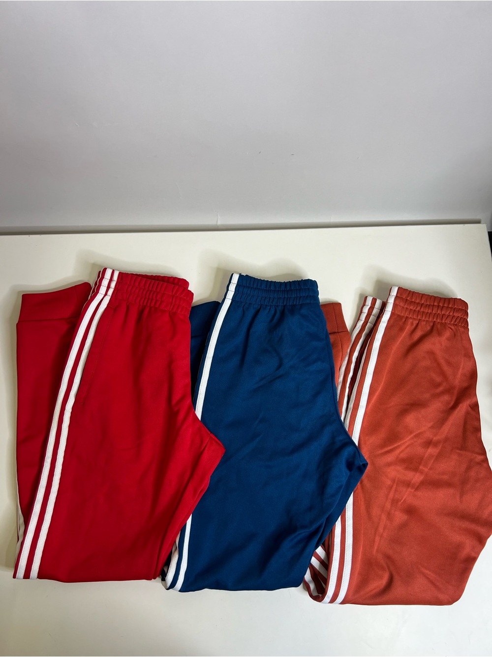 adidas Men's Adicolor 3-Stripes Joggers Red/Blue/Burnt Orange Bundle - Small